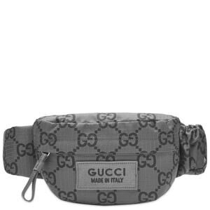 Gucci GG Nylon Belt Bag Grey Unisex Crossbody Waist Bag Silver Hardware NWT  100